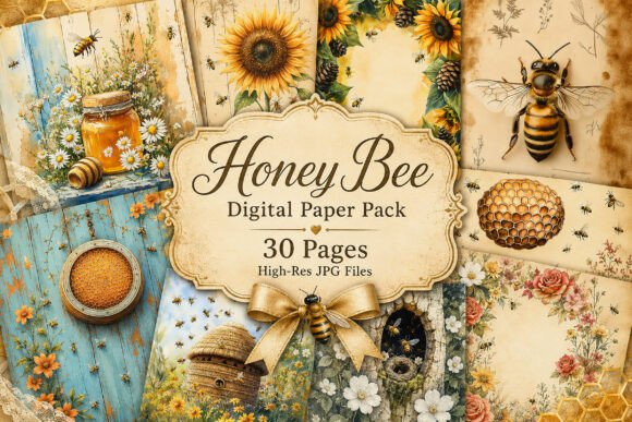 Download Vintage Bee Botanical Junk Journal Paper - Junk journal paper Collection